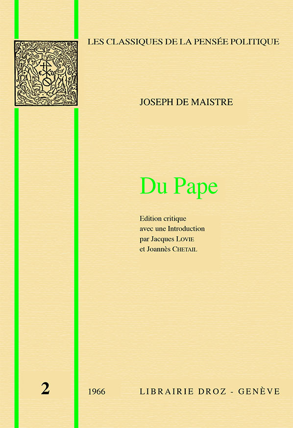 Carte DU PAPE DE MAISTRE JOSEPH