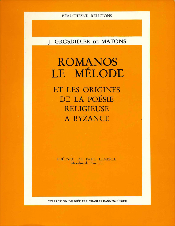 Könyv Romanos le Mélode DE MATONS