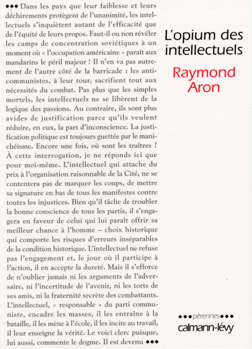 Carte L'Opium des intellectuels Raymond Aron