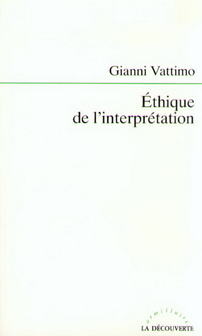 Kniha Éthique de l'interprétation Gianni Vattimo