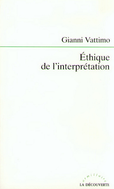 Book Éthique de l'interprétation Gianni Vattimo