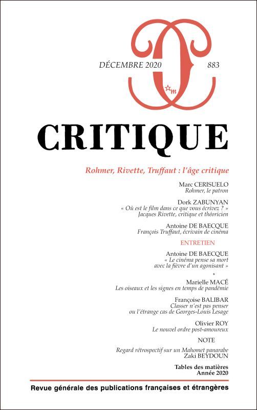 Carte Critique 883 Rohmer, Rivette, Truffaut : l'âge critique 