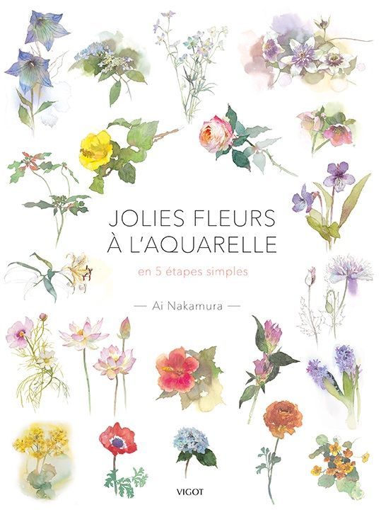 Kniha Jolies fleurs à l'aquarelle Nakamura