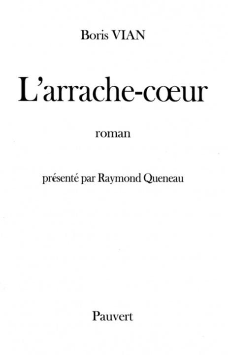 Kniha L'Arrache-coeur Boris Vian
