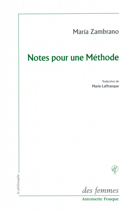 Boek Notes pour une méthode Zambrano