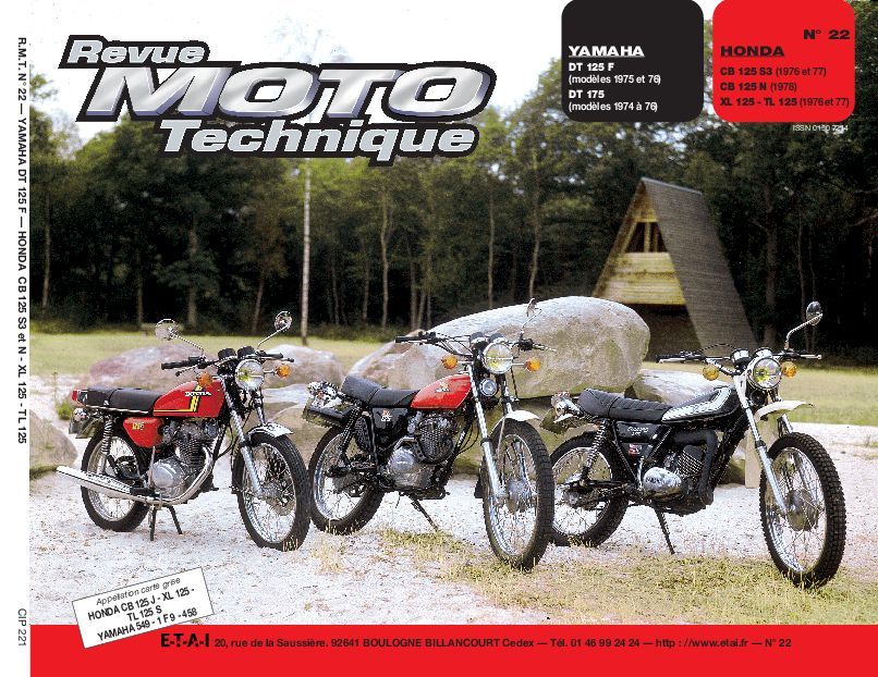 Livre RMT  22.1 HONDA CB 125S-N-XL-TL/YAMAHA DT125F-DT175F ETAI