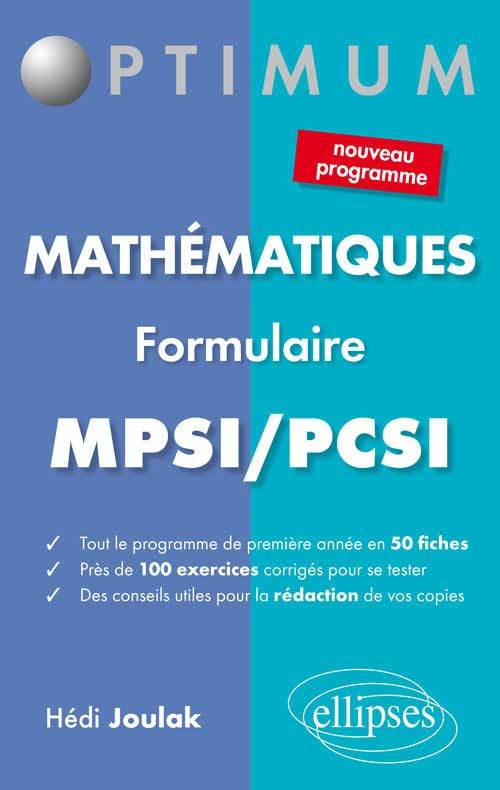 Livro Formulaire mathématiques - MPSI/PCSI (nouveau programme) Joulak