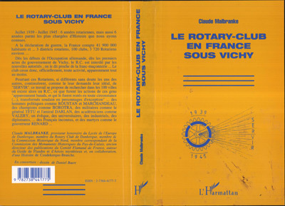 Könyv Le Rotary-club en France sous Vichy Malbranke
