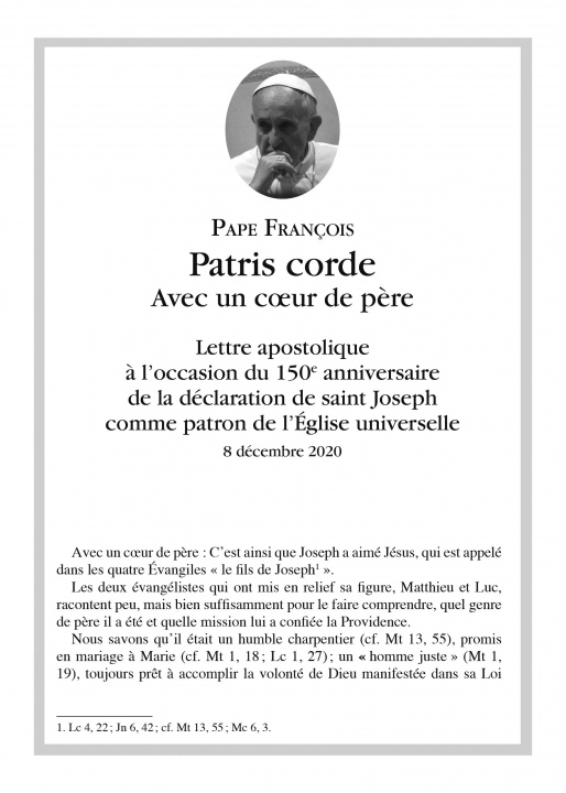 Knjiga Patris corde PAPE FRANCOIS