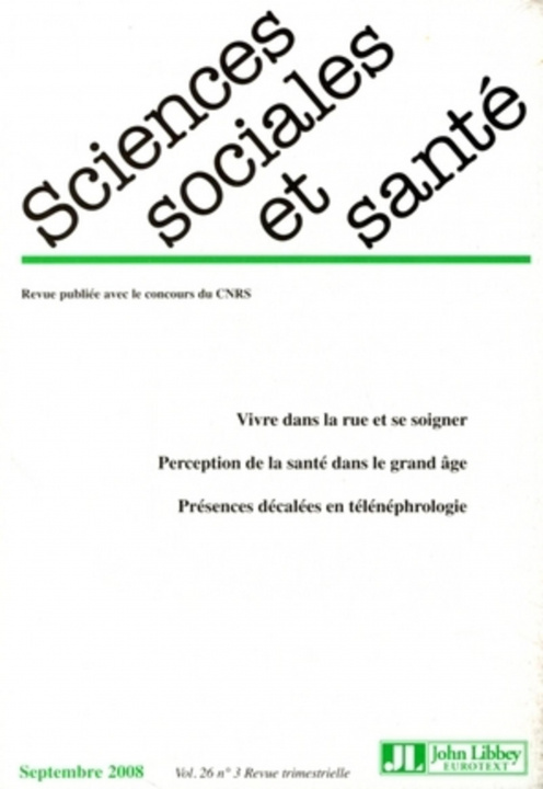 Carte Revue Sciences Sociales et Santé. Septembre  2008. Vol. 26 n°3 collegium