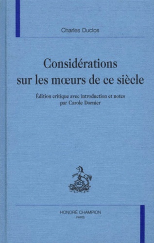 Knjiga Considérations sur les moeurs de ce siècle Duclos