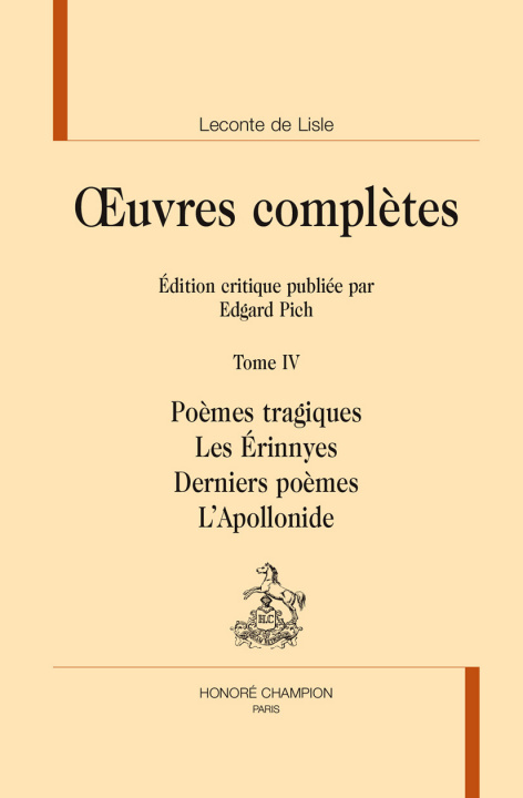 Knjiga Oeuvres complètes Leconte de Lisle