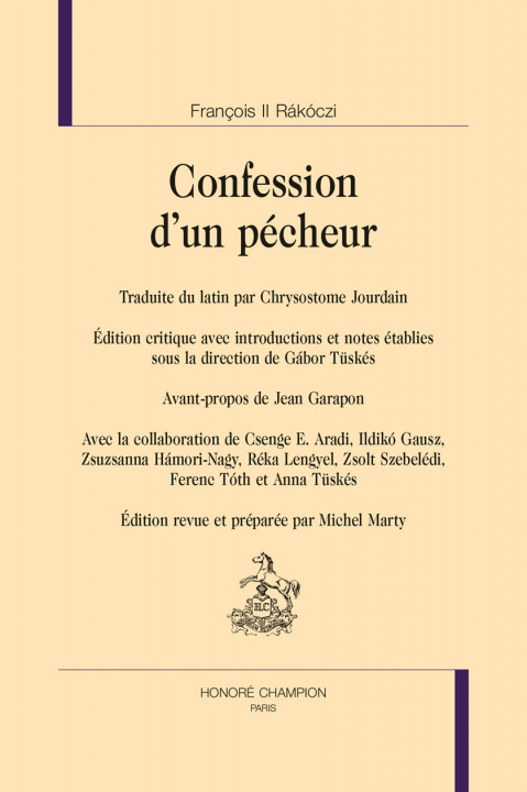 Kniha CONFESSION D'UN PÉCHEUR FRANCOIS II RAKOCZI