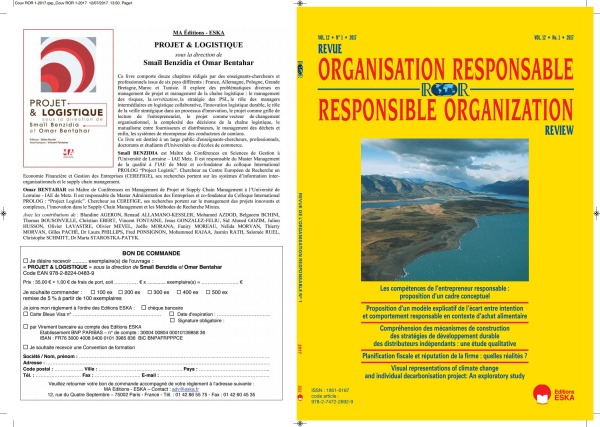 Knjiga REVUE DE L'ORGANISATION RESPONSABLE VOL 12 N°1-2017 SOBCZAK ANDRE