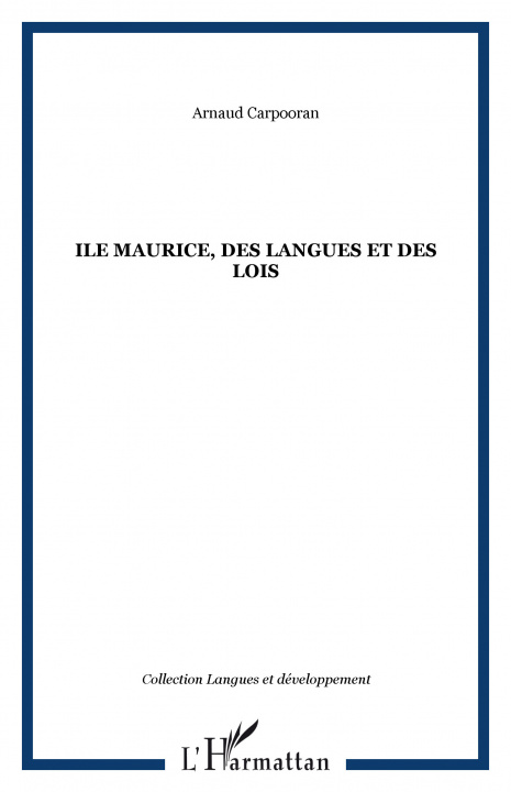 Книга Ile Maurice, des langues et des lois Carpooran
