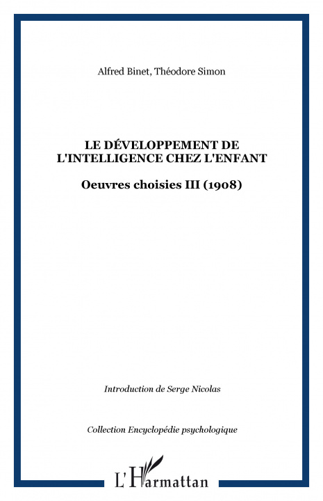 Kniha Le développement de l'intelligence chez l'enfant Simon