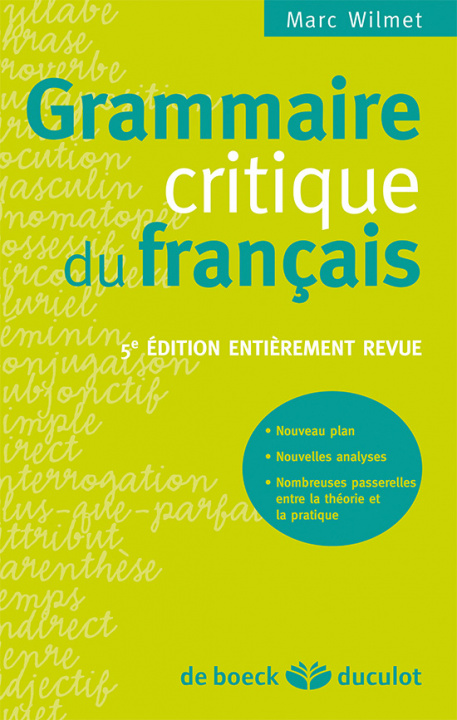 Carte Grammaire critique du français WILMET