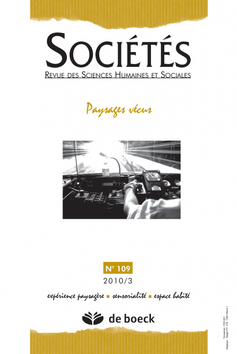 Knjiga SOCIETE 2010/3 N.109 PAYSAGES VECUS XXX