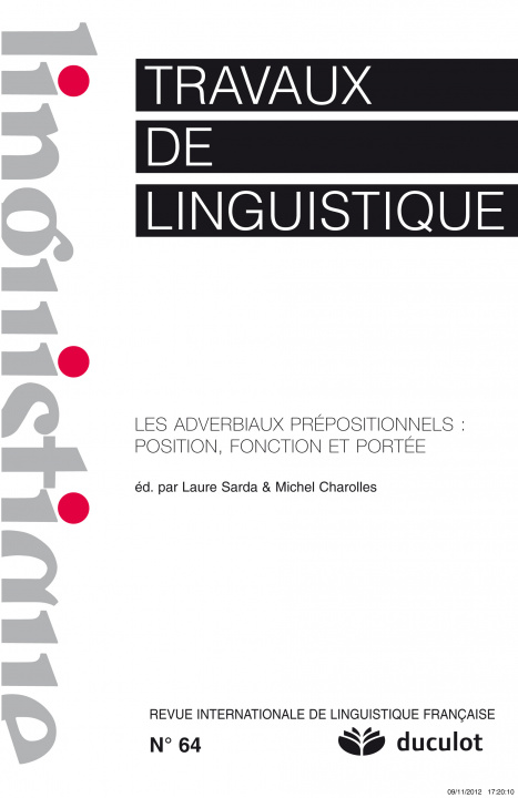 Knjiga TRAVAUX DE LINGUISTIQUE 2012/1 N.64 XXX