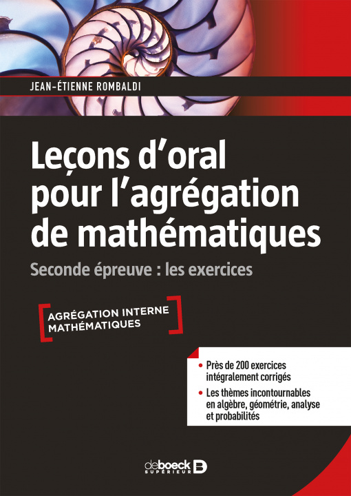 Carte Leçons d'oral pour l'agrégation de mathématiques ROMBALDI