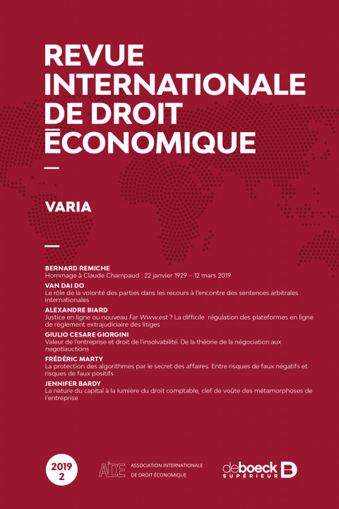 Carte Revue internationale de droit économique 2019/2 - Varia collegium