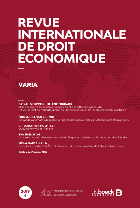 Carte Revue internationale de droit économique 2019/4 - Varia collegium