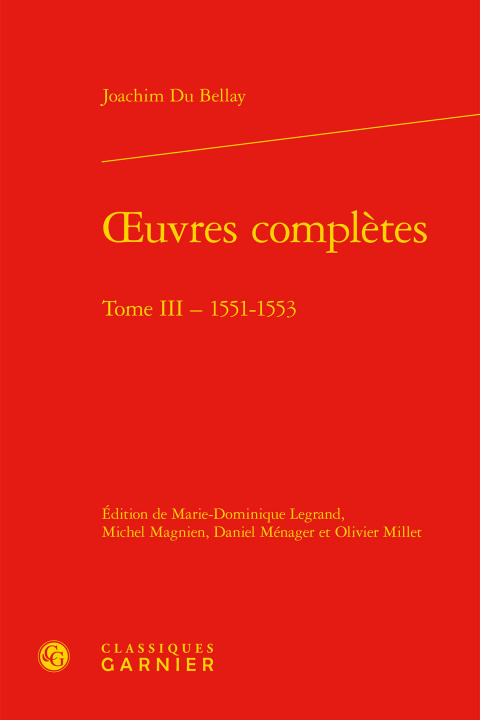 Βιβλίο oeuvres complètes Du Bellay