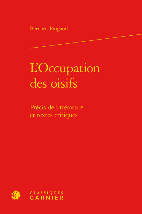 Boek L'Occupation des oisifs Pingaud