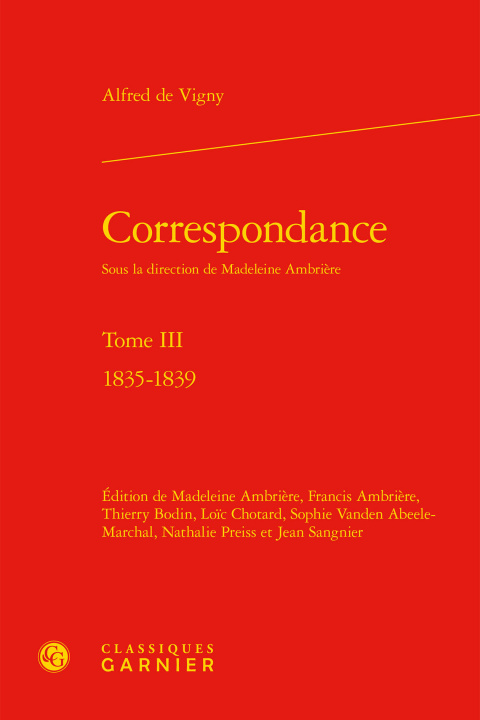 Book Correspondance Vigny