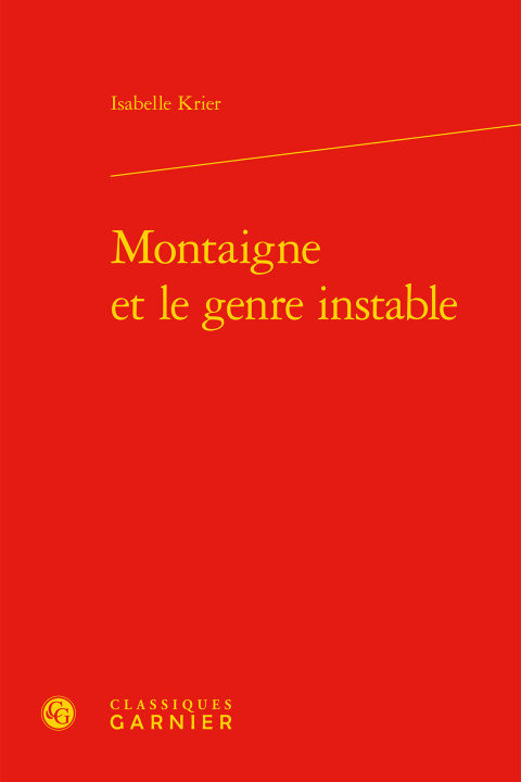 Kniha Montaigne et le genre instable Krier
