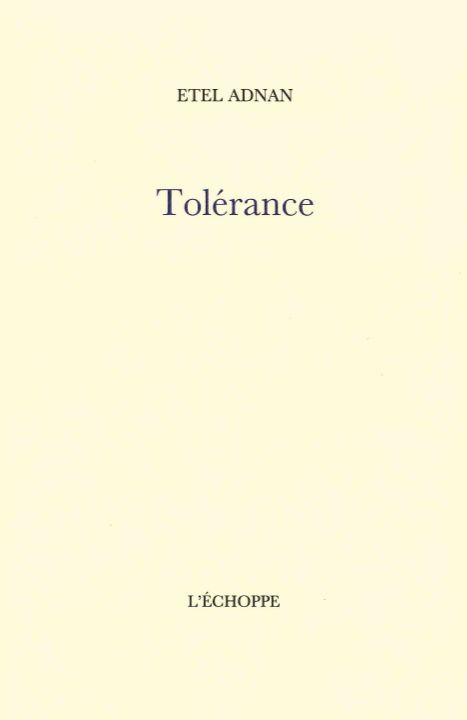 Book Tolérance Etel Adnan