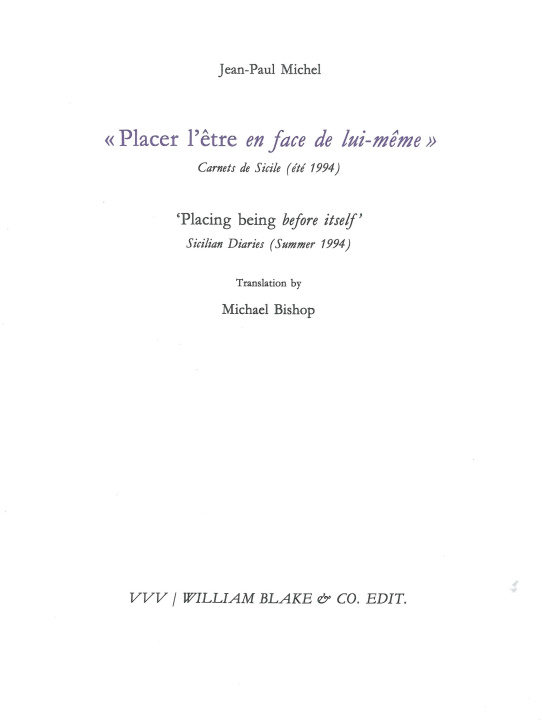 Boek Placer l'être en face de lui-même Jean-Paul Michel