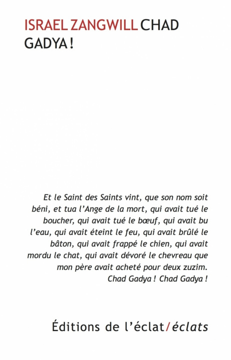 Knjiga CHAD GADYA ! Israel ZANGWILL