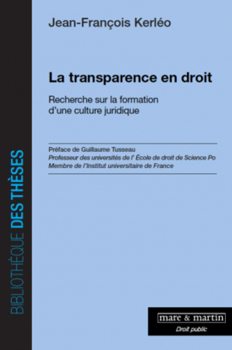 Boek La transparence en droit Kerléo