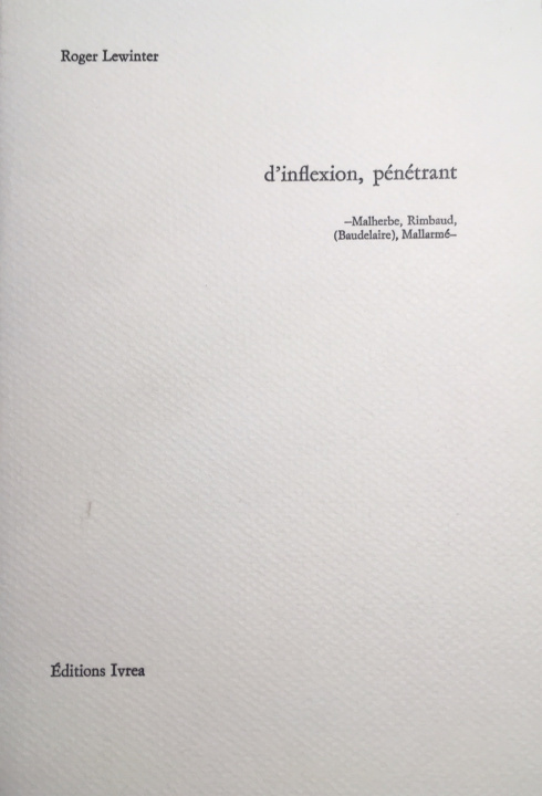 Knjiga D'inflexion pénétrante Roger Lewinter