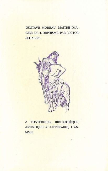 Könyv Gustave Moreau, Maître imagier de l’Orphisme Segalen