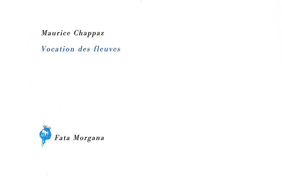 Book Vocation des fleuves Chappaz
