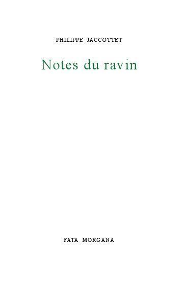 Knjiga Notes du ravin Jaccottet
