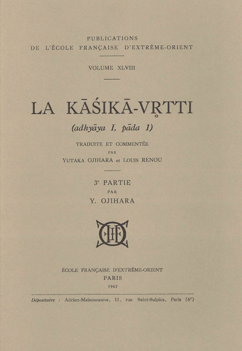 Knjiga La Kasika-Vrtti (adhyaya I, pada I) OJIHARA/RENOU