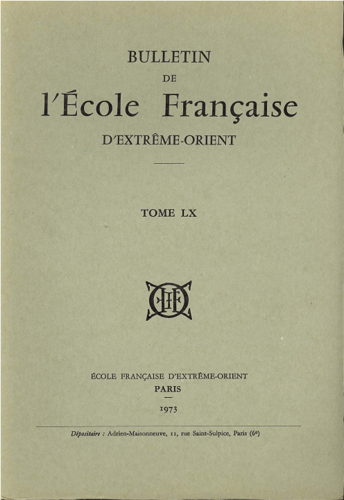 Knjiga Bulletin EFEO 60 (1973) collegium