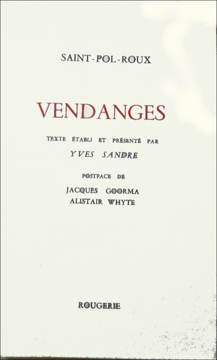 Knjiga VENDANGES Saint-Pol-Roux