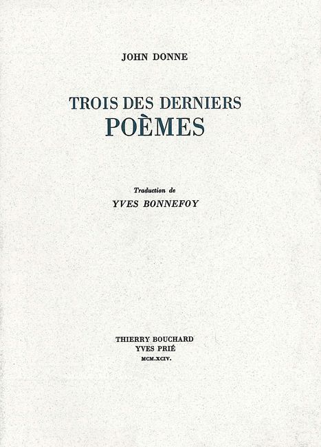 Könyv Trois des derniers poèmes John Donne
