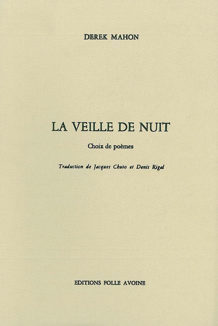 Kniha La Veille de Nuit Derek Mahon