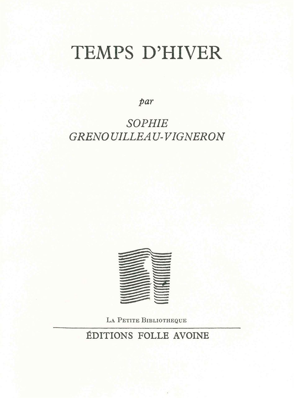Kniha Temps d'hiver Sophie Grenouilleau Vigneron