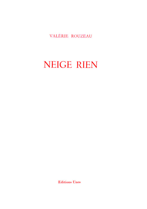 Knjiga Neige rien Valérie Rouzeau