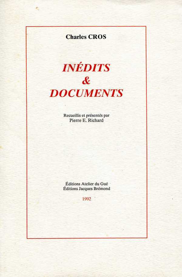 Livro Inedits Et Documents Cros Charles