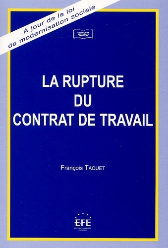 Kniha La rupture du contrat de travail Taquet