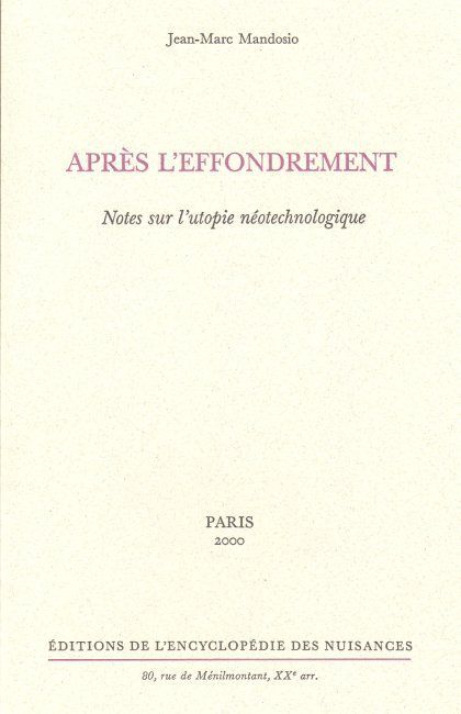Libro Après l'affondrement Jean-Marc Mandosio