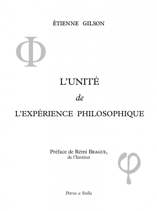 Könyv L'unité de l'expérience philosophique Gilson