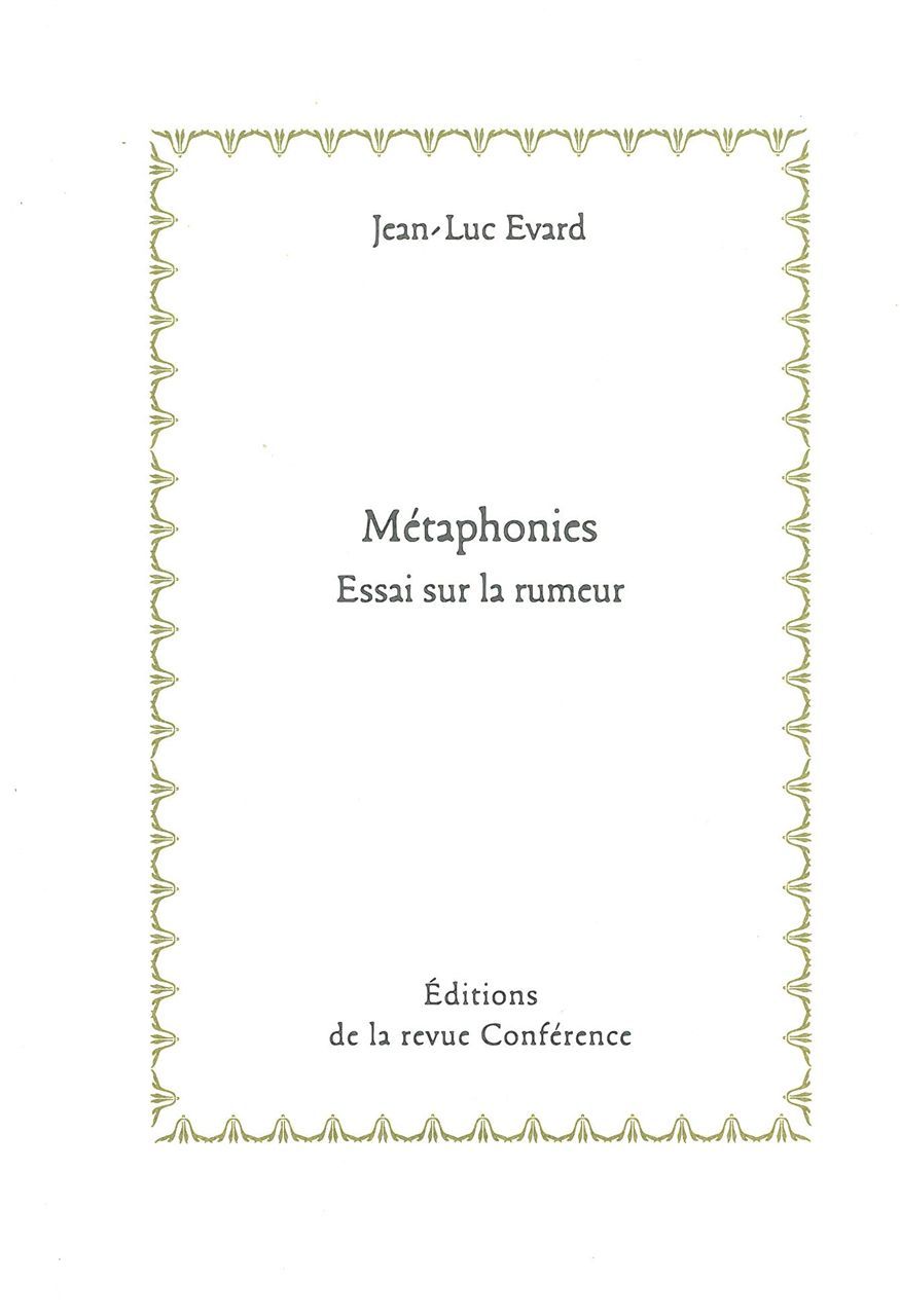 Knjiga Métaphonies Jean-Luc Evard